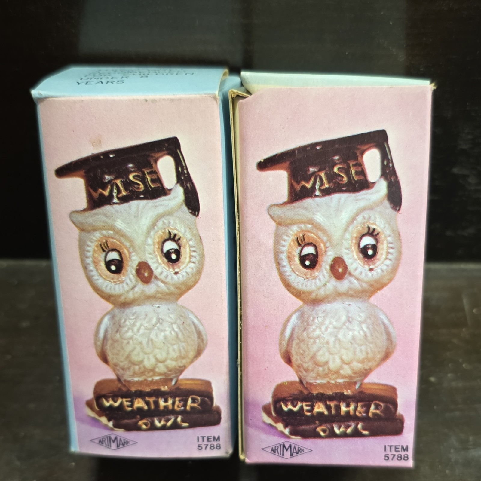 ArtiMark Wise Weather Owl White Brown Black Ceramic Figurine Boxed w/ Box