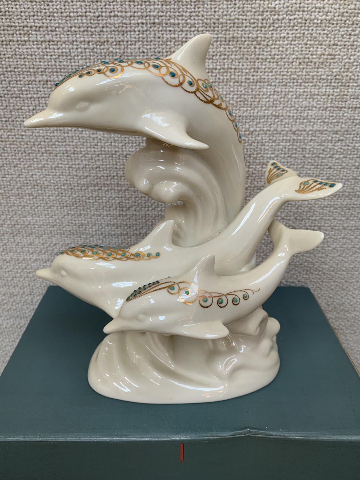 LENOX CHINA JEWEL COLLECTION FROLICKING DOLPHINS FIGURINE
