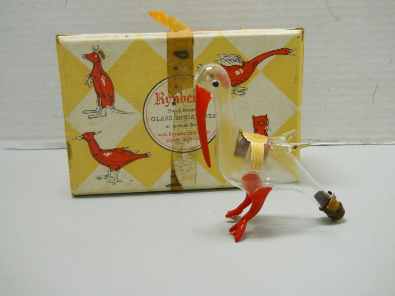 Rynbende Hand Blown Glass Animal Pelican Nautical Figurine Decanter Box EMPTY