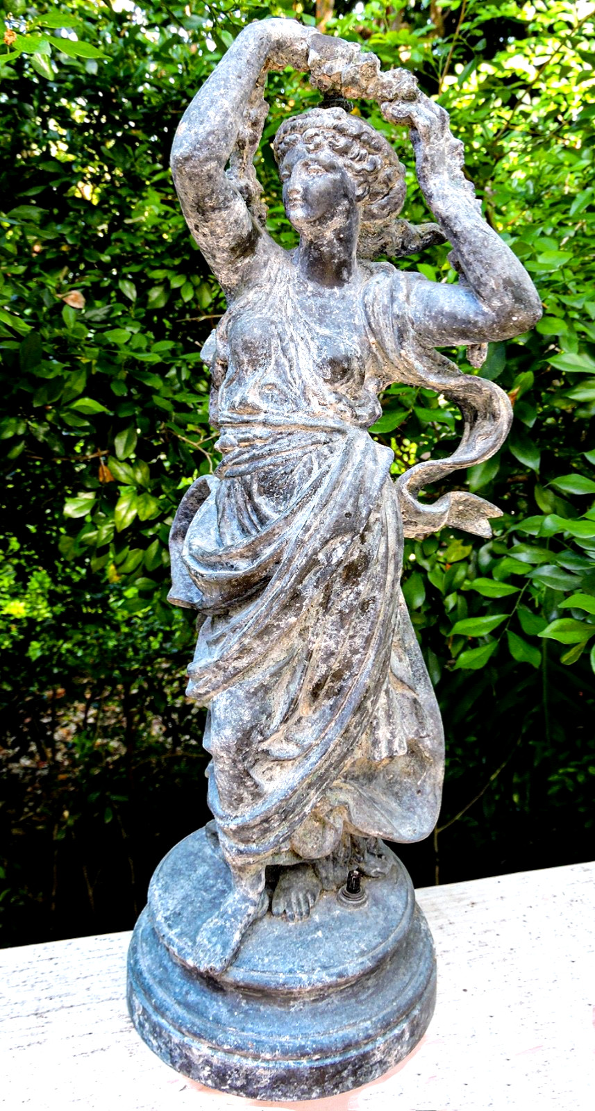 ANTIQUE FLORA GODDESS STATUE SCULPTURE ART NOUVEAU SPELTER BRONZE AGED PATINA