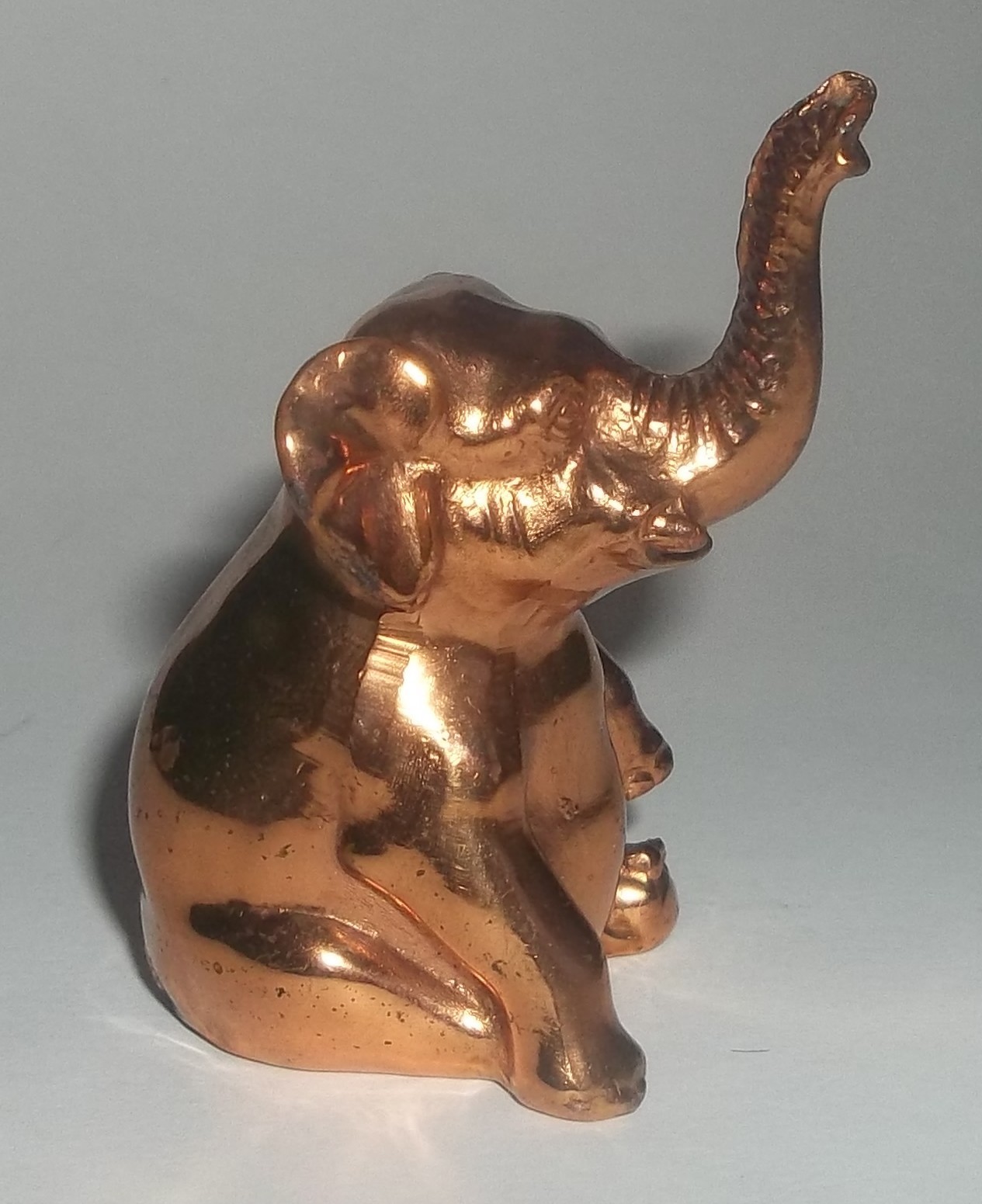 Vintage JB Jennings Brothers Metal Copper Sitting Elephant Figurine