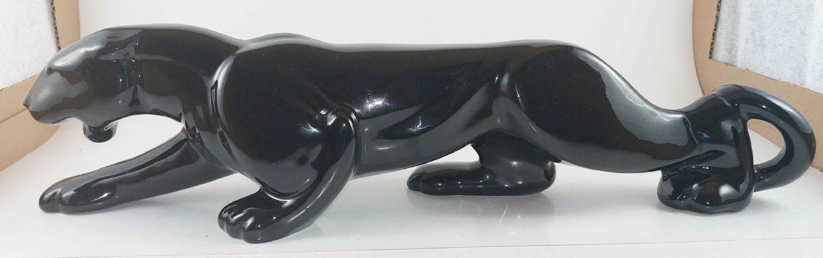ROYAL HAEGER STALKING BLACK PANTHER CERAMIC FIGURINE 18″ REPAIRED, SO DISCOUNTED