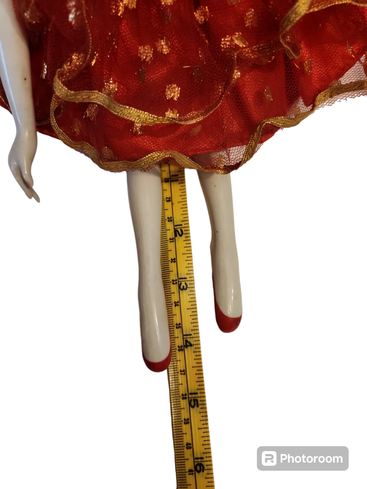 “1920’s Flapper Ballet Dancer” Porcelain Red/Gold Dress Rare Detailed Doll