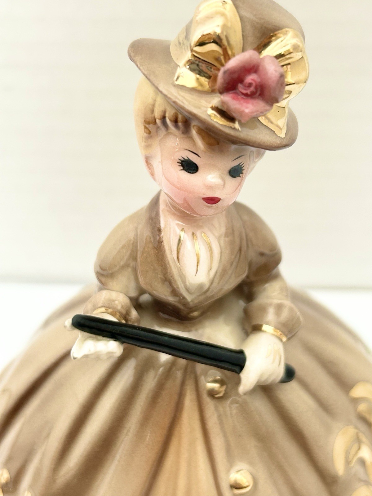 Vintage Josef Originals Holiday in England Lady in Brown & Gold Dress Figurine