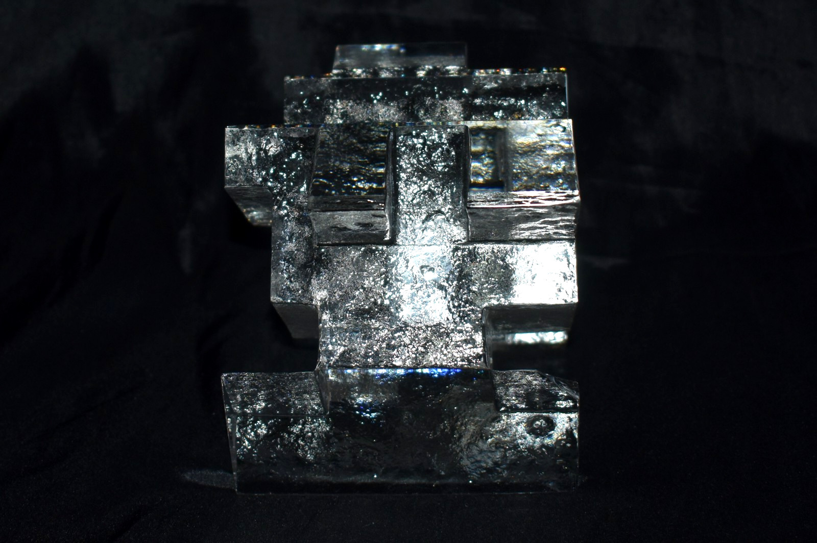 Vintage XAVIER MELENDEZS Abstract Glass Crystal Art Signed Dated DAMAGED AS IS