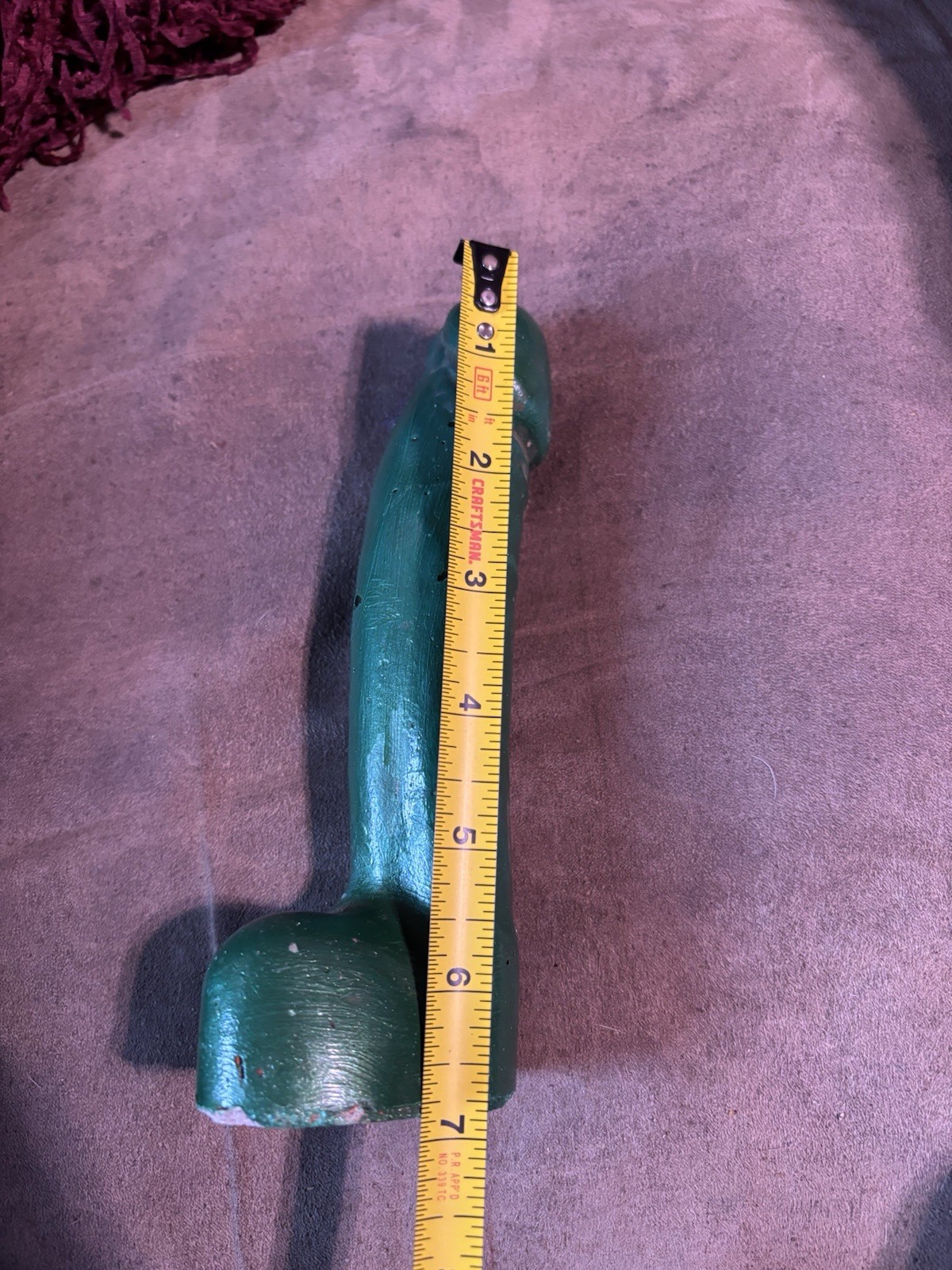 7 Inch Concrete Penis That Has Been Painted Green And Sealed
