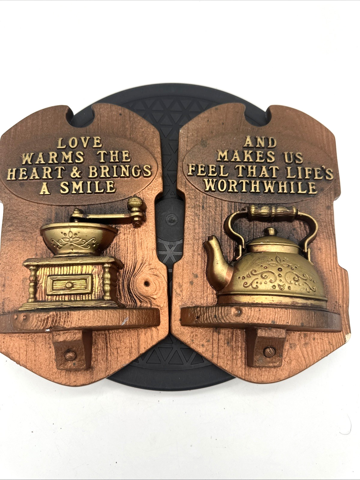 Set 2 Vintage Chalkware Wall Art Retro MCM Kitchen Decor