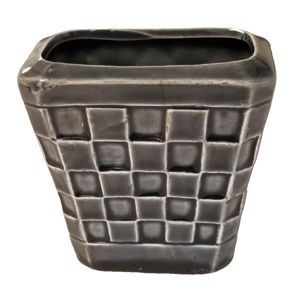 Vintage – Small 2″ x 2″ x 1-1/4″ Porcelain / Glass – Gray Blue Basket – Figurine