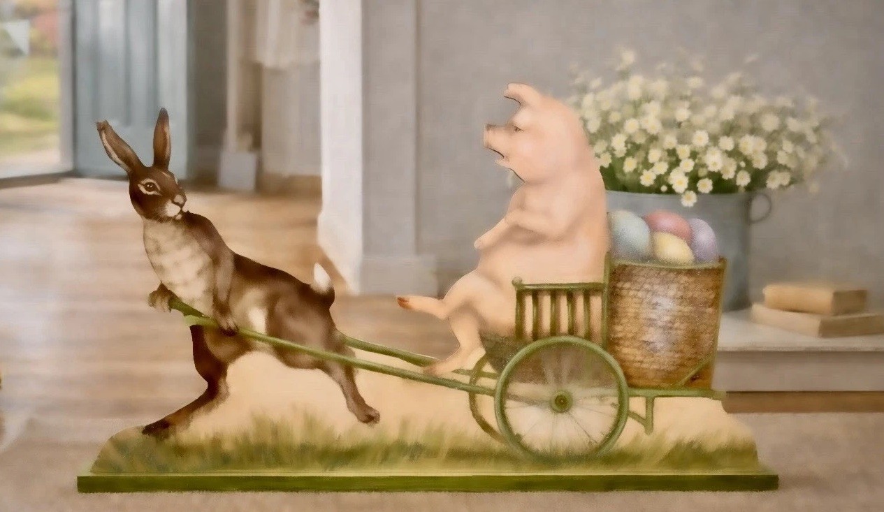Boardwalk Originals by Bonnie Barrett 2026 Reproduction 23”x14” Pig In Cart