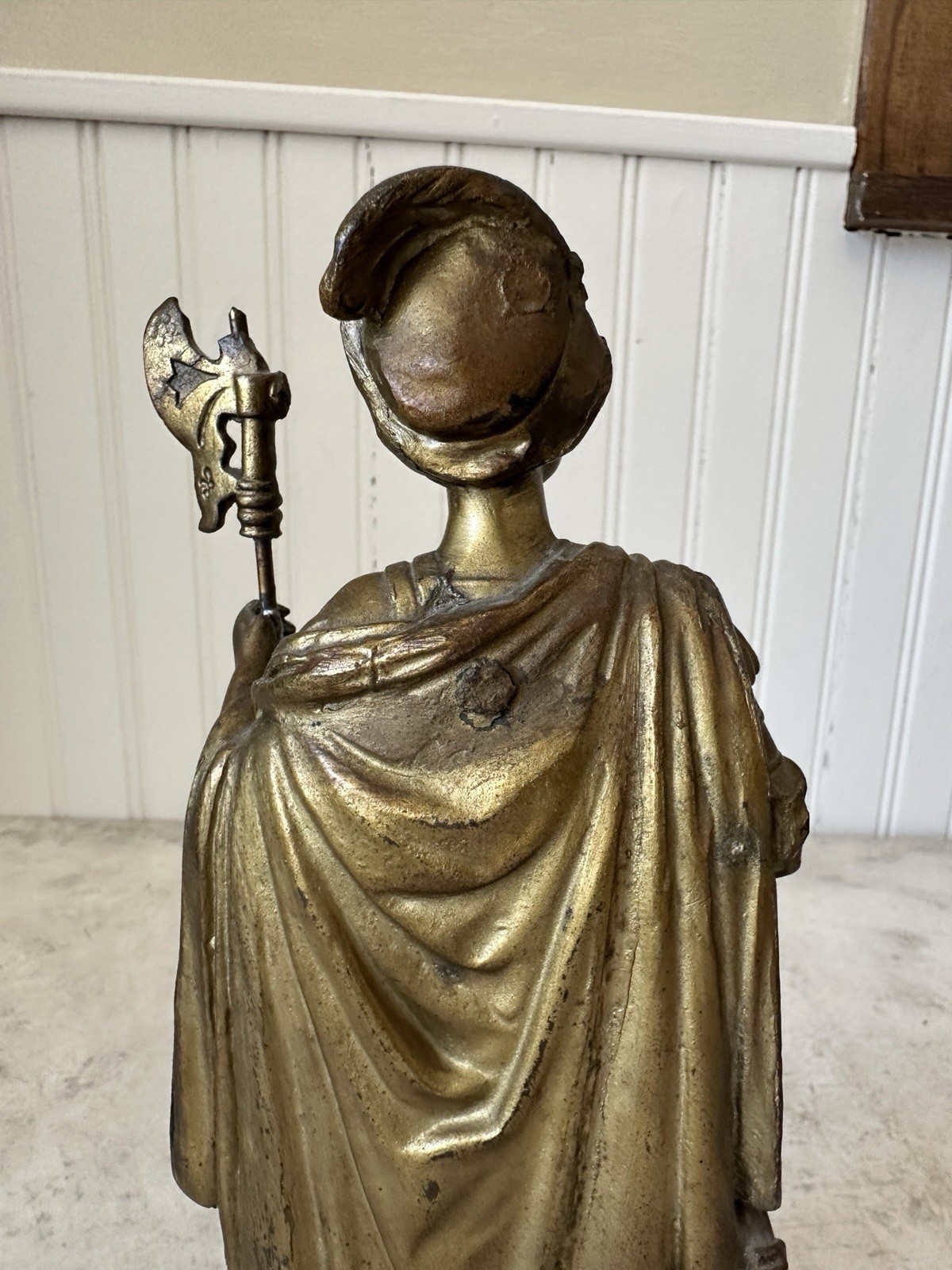 Antique Medieval Warrior Statues Set 9.5” Bronzed Spelter Knights Medusa Shield