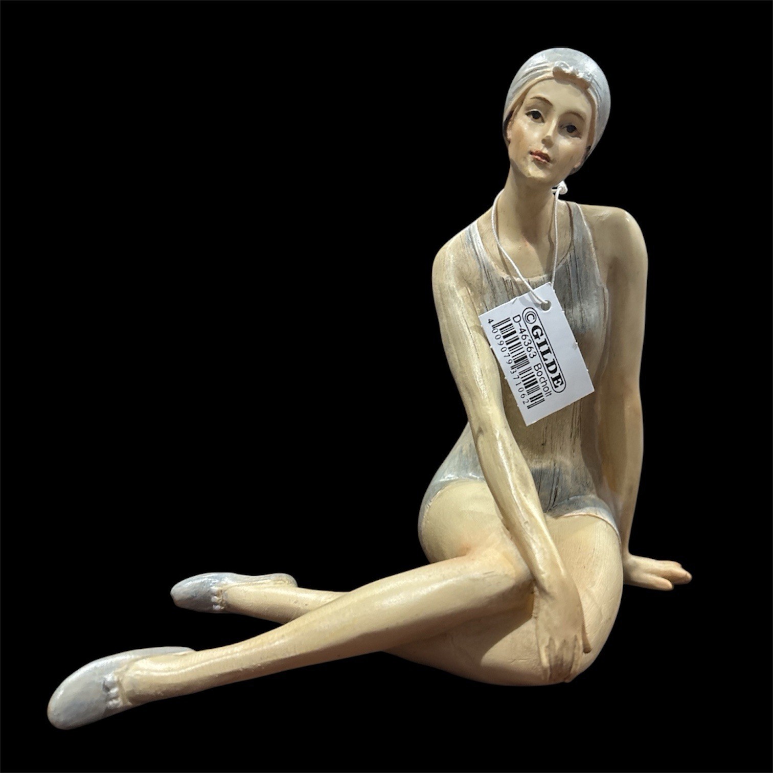 Gilde Art Deco Style Seated Lady In Swimsuit And Cap Resin Germany 5.5”