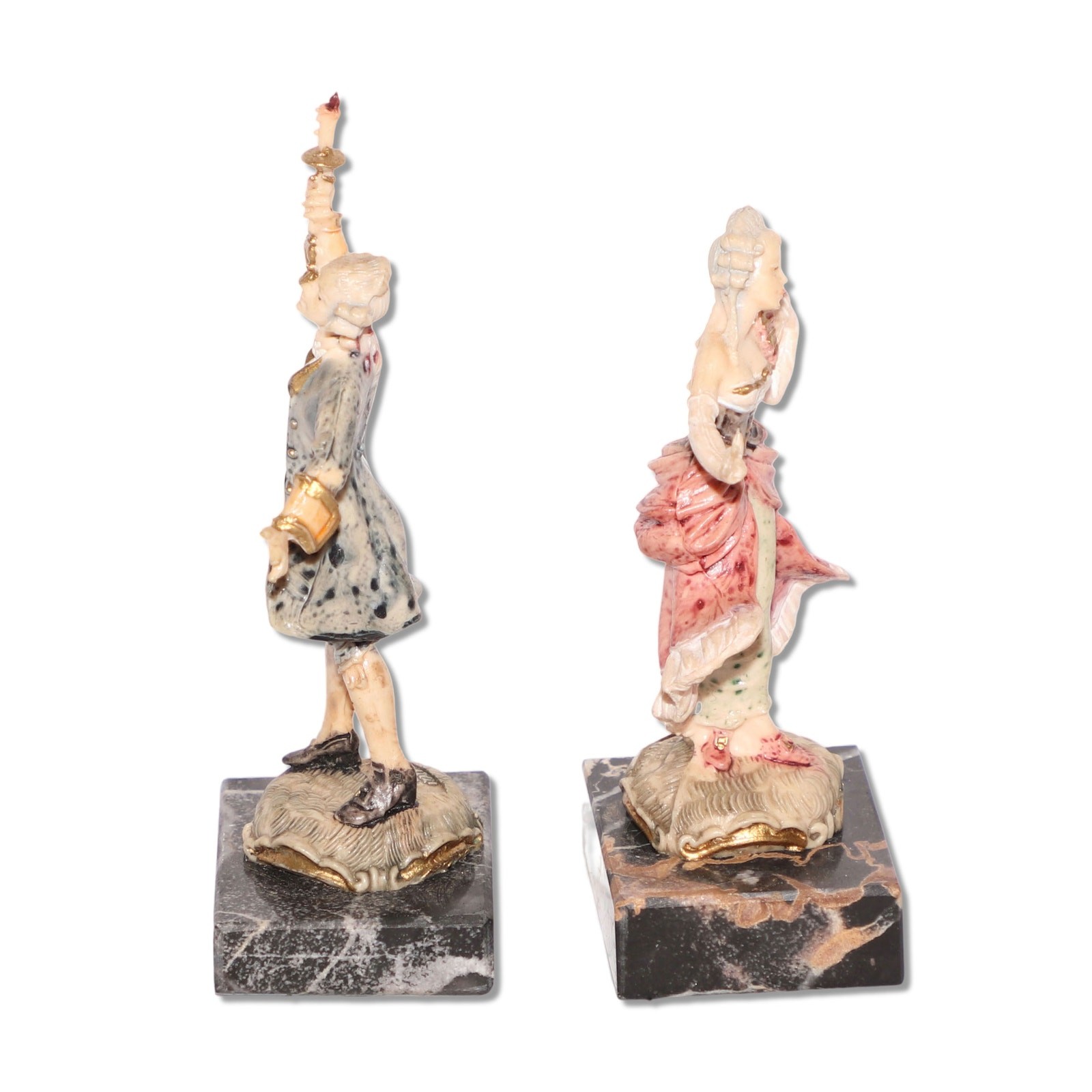 Fontanini Simonelli Victorian Couple Figurines Resin Marble Base Italy Vintage