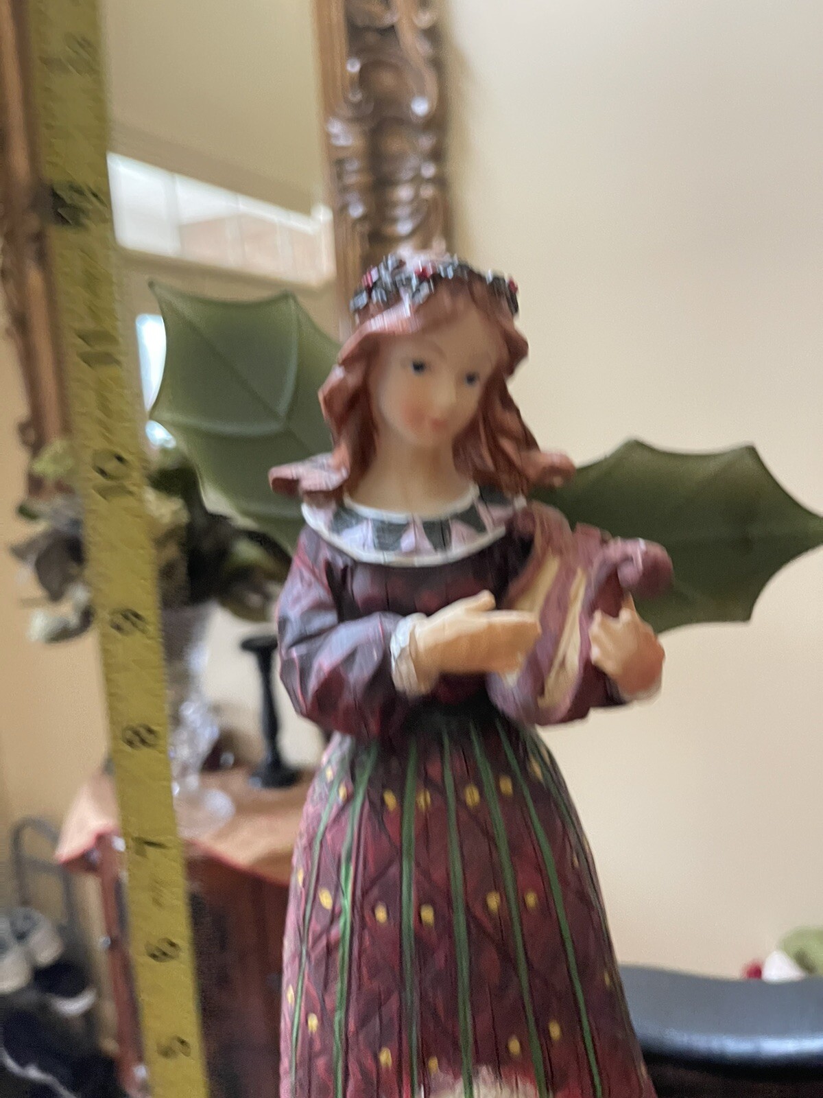 Angel Savior Is Born Holy Family Nativity Scene 11.5” Metal Wings Harp Musician