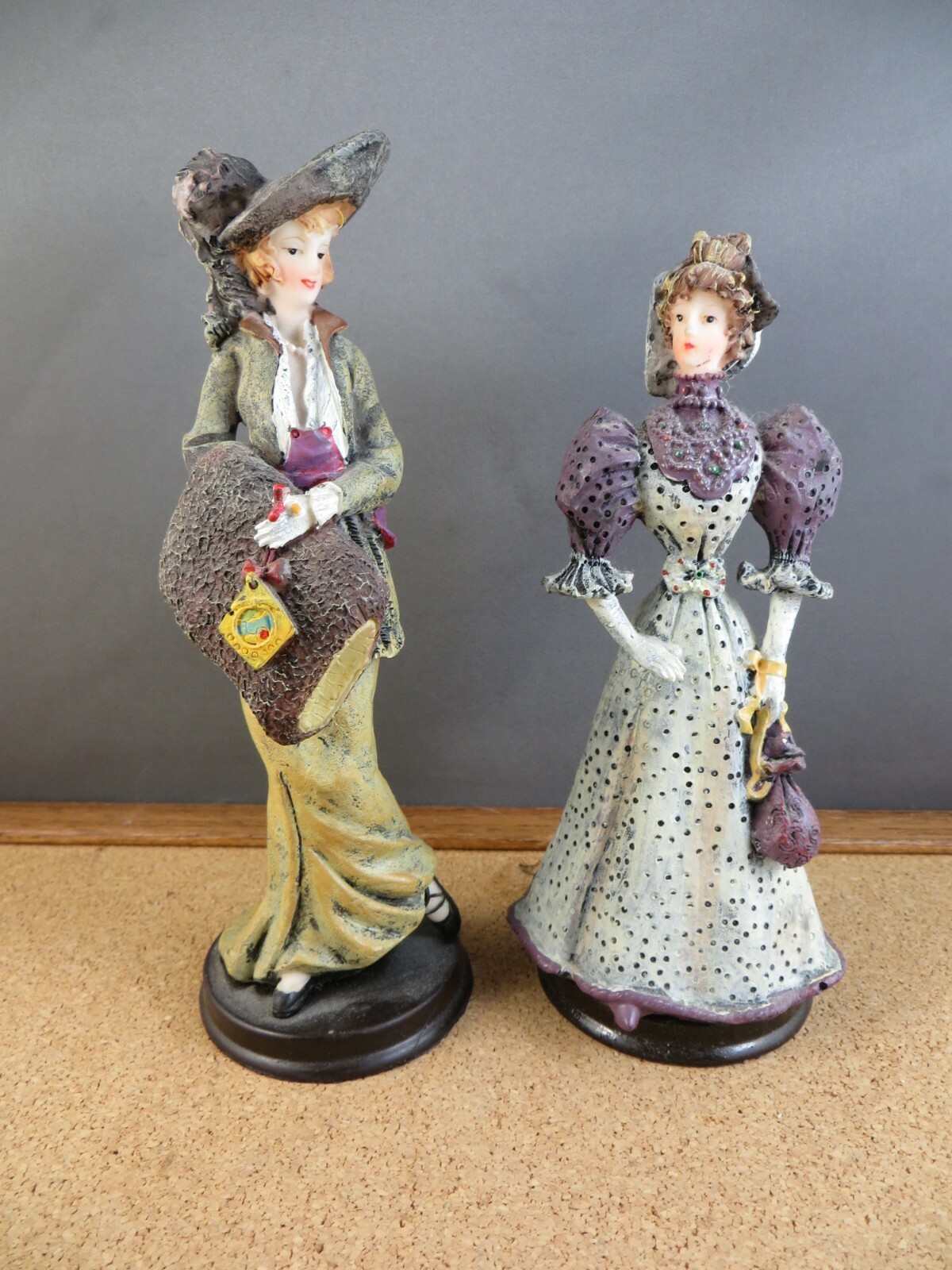 2 Resin Victorian Lady Women Fashion Figurine B’s Collection Purple Outfits 7″