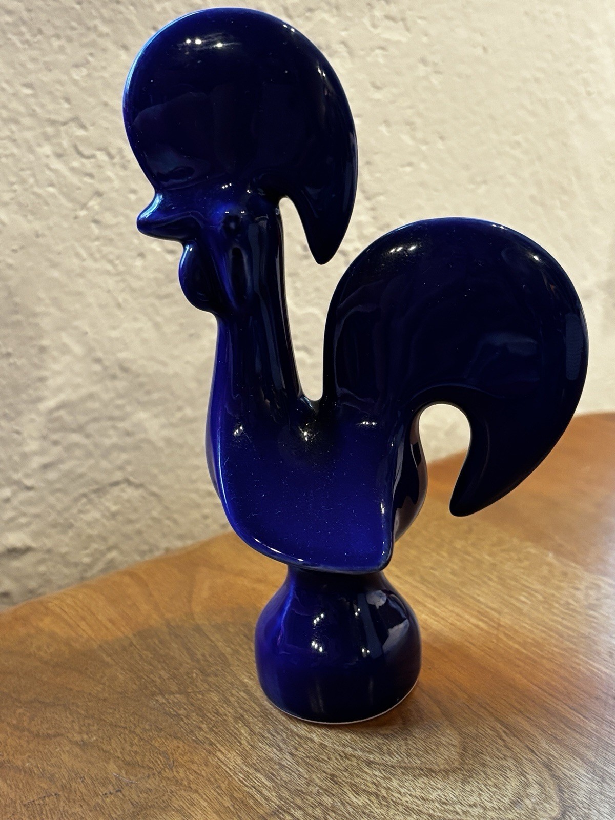 Traditional Navy Dark Blue Ceramic Portuguese Barcelos Glazed Rooster Figurine