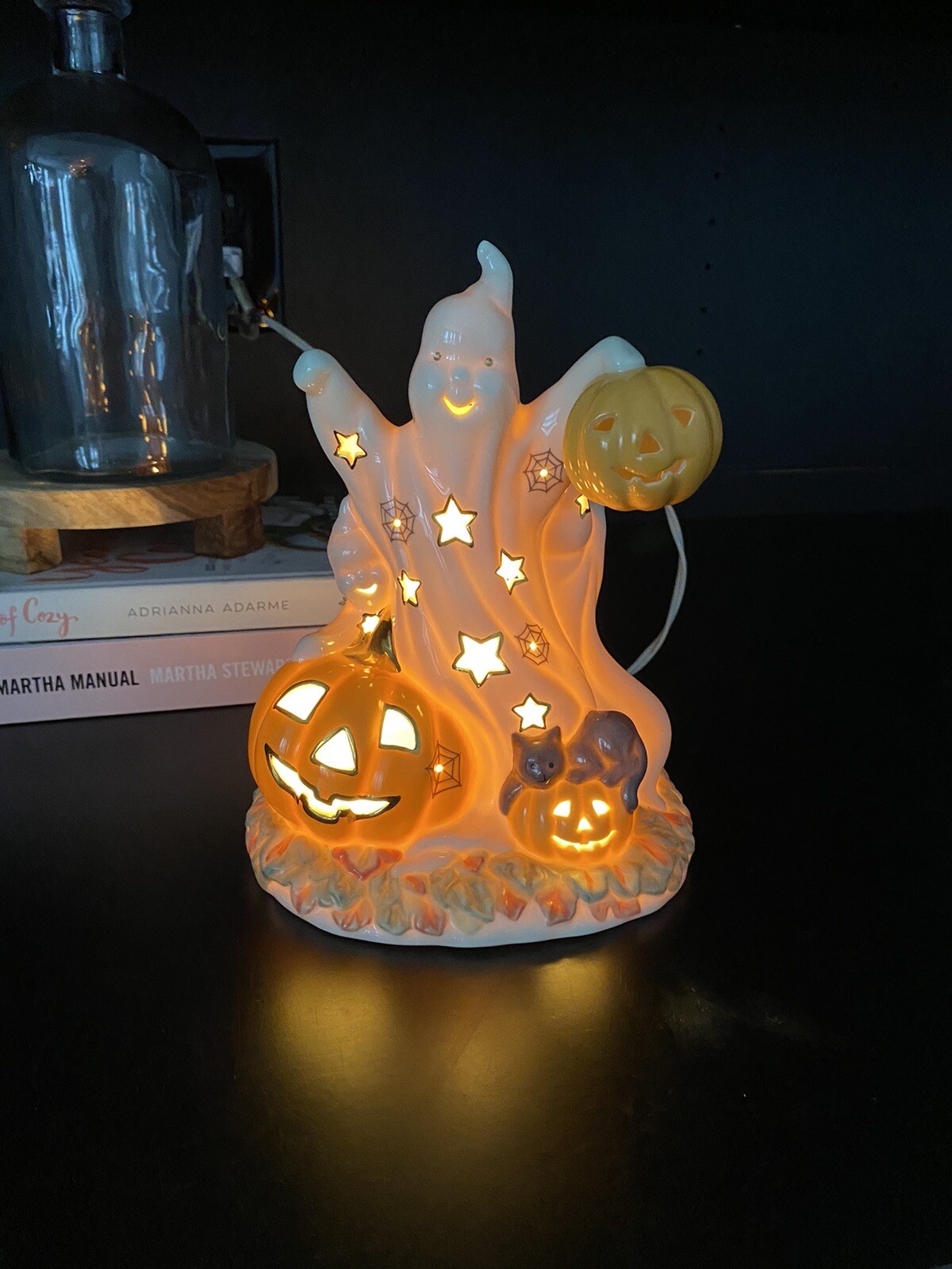 Lenox Occasions Ghost Lighted Figurine 8.5″ H Halloween Pumpkin Cream Beige Gold