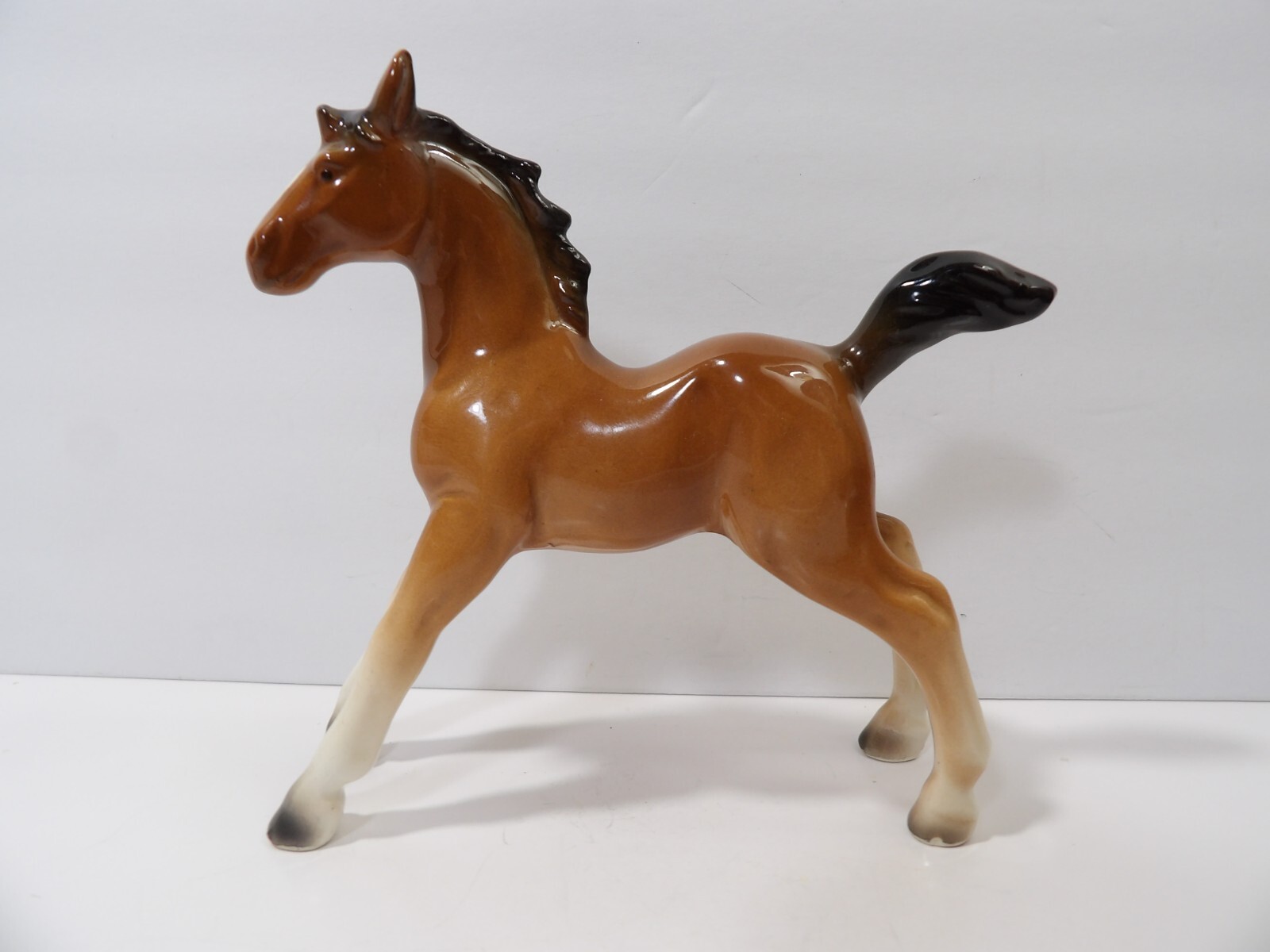 Old Nippon Yoko Boeki Company Porcelain Brown Foal Horse Figurine ~ 4 5/8″ Tall