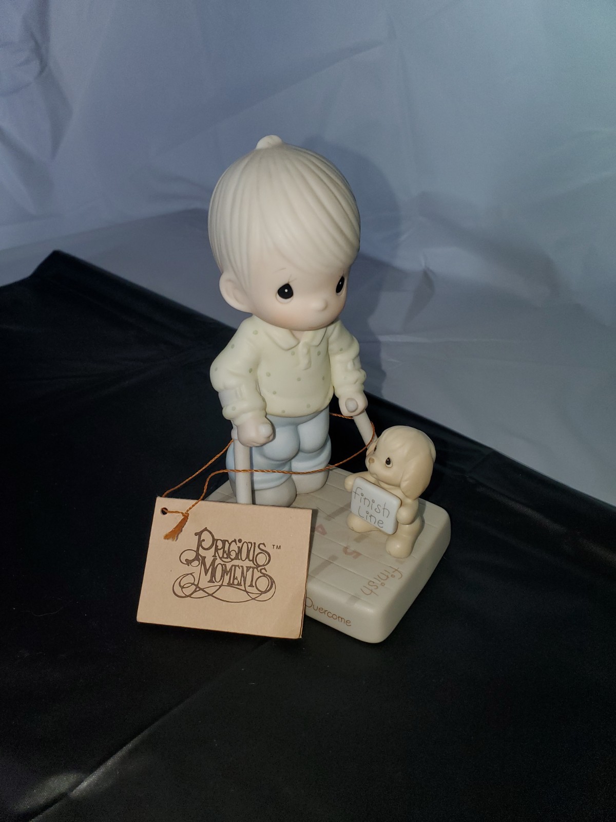 Precious Moments Overcome Boy with Dog Porcelain Figurine People Animals Theme