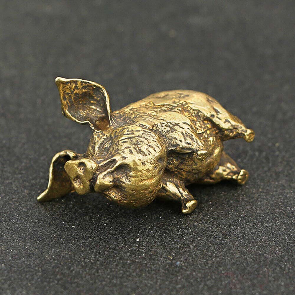Brass Pig Figurine Statue Animal Figurines Gifts Home Office Desktop Decor USA