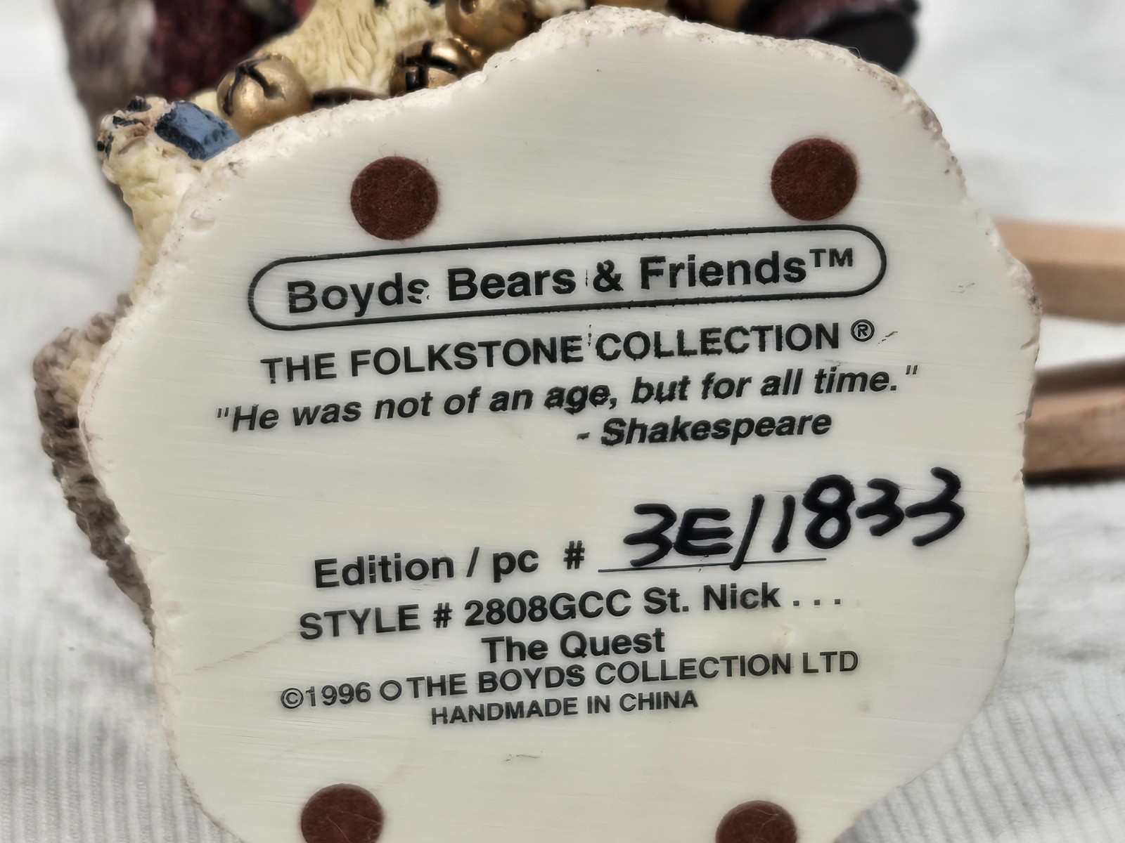 FOUR Boyds Bears Christmas Santa Figurines; The Folkstone Collection; BB#2