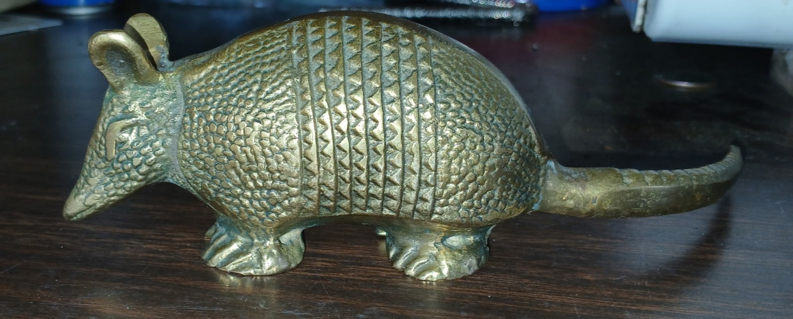 Metallic Gold Metal Armadillo Figurine Animal Decorative Collectible