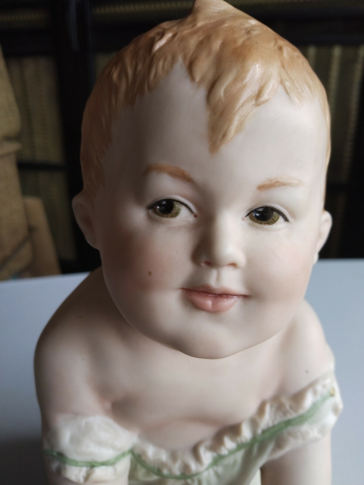 Collectable German Gebruder Huebach Bisque Piano Baby Figurine