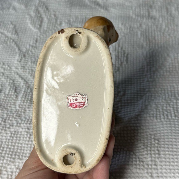 Vintage Ucagco Ceramic Figurine Children Playing Harp Japan Mid Century Decor