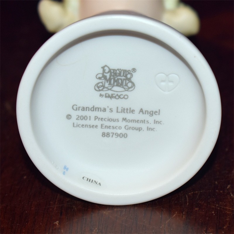 Precious Moments GRANDMA’S LITTLE ANGEL Blond Girl Pink Dress 887900 with box