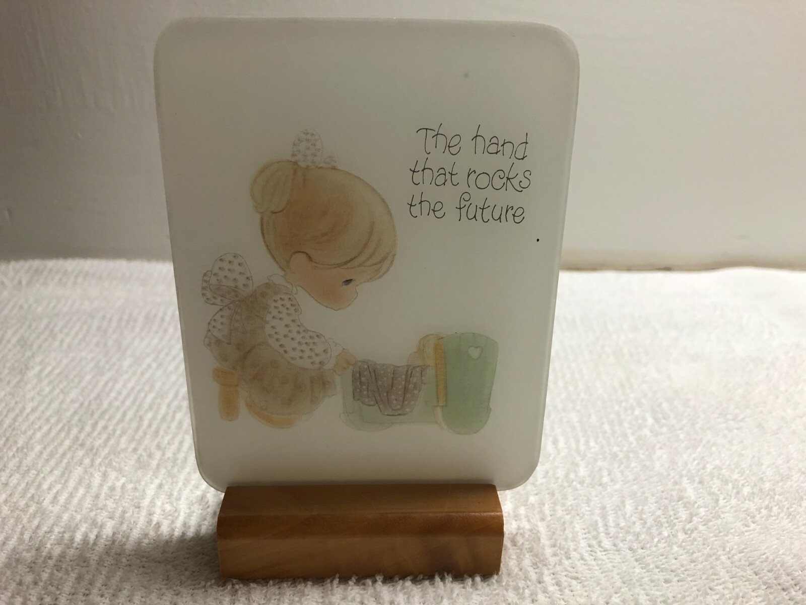 Precious Moments – “The Hand That Rocks The Future” – Tile & Stand – J & D – ’79