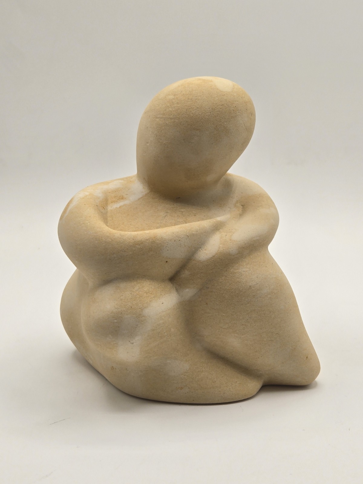 Joe Xuereb Handcarved Abstract Sculpture Seated Figurine