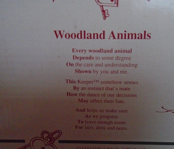 Shenandoah Designs Shelf Sitter KEEPER OF WOODLAND ANIMALS – new in box