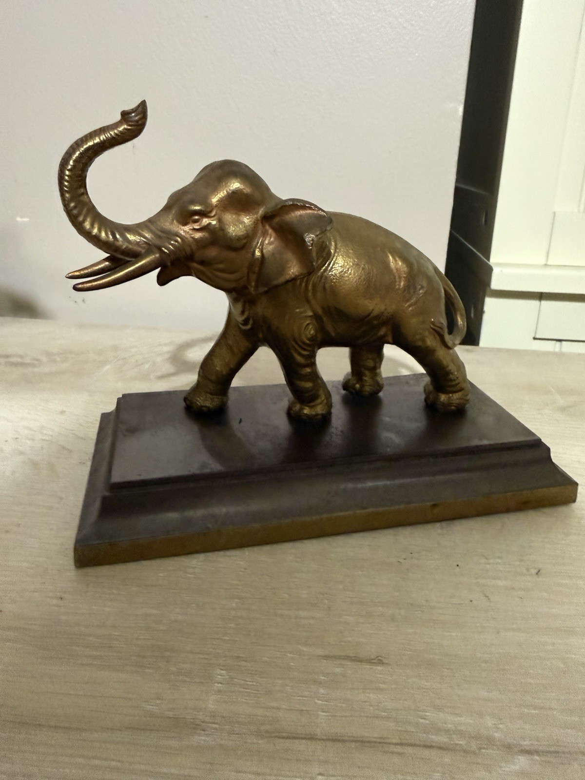 Vintage Philadelphia Mfg Elephant Statue Bronze Tone Heavy 4lb Metal