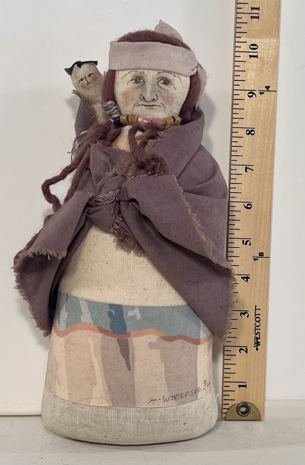 Vintage Mary L. Clovis “Winter Sun” Native American Flour Sack Doll 1987 Signed