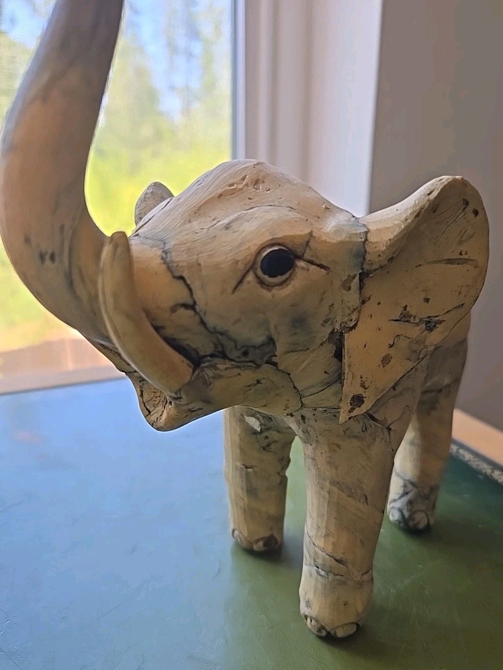 VTG Elephant Figurine Statue Marbled Look 7 1/2″ X 7″ X 4″ Lightweight