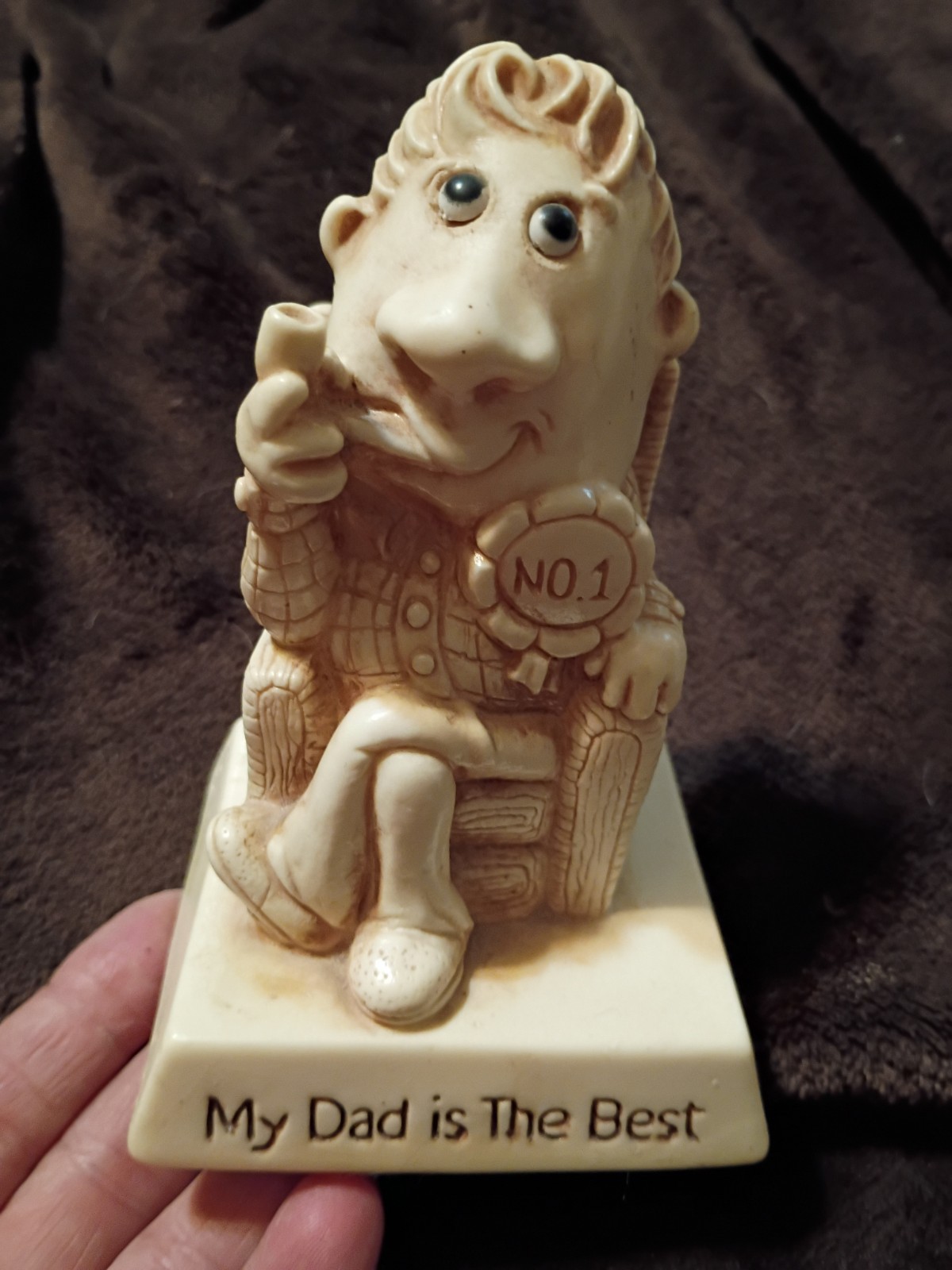 Vintage 1976 Russ Berrie & Co Inc Beige Resin Figurine Father’s Day Dad Gift