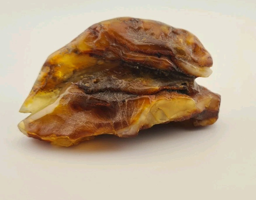 Prehistoric fish figurine old BALTIC NATURAL AMBER egg yolk 53 gr