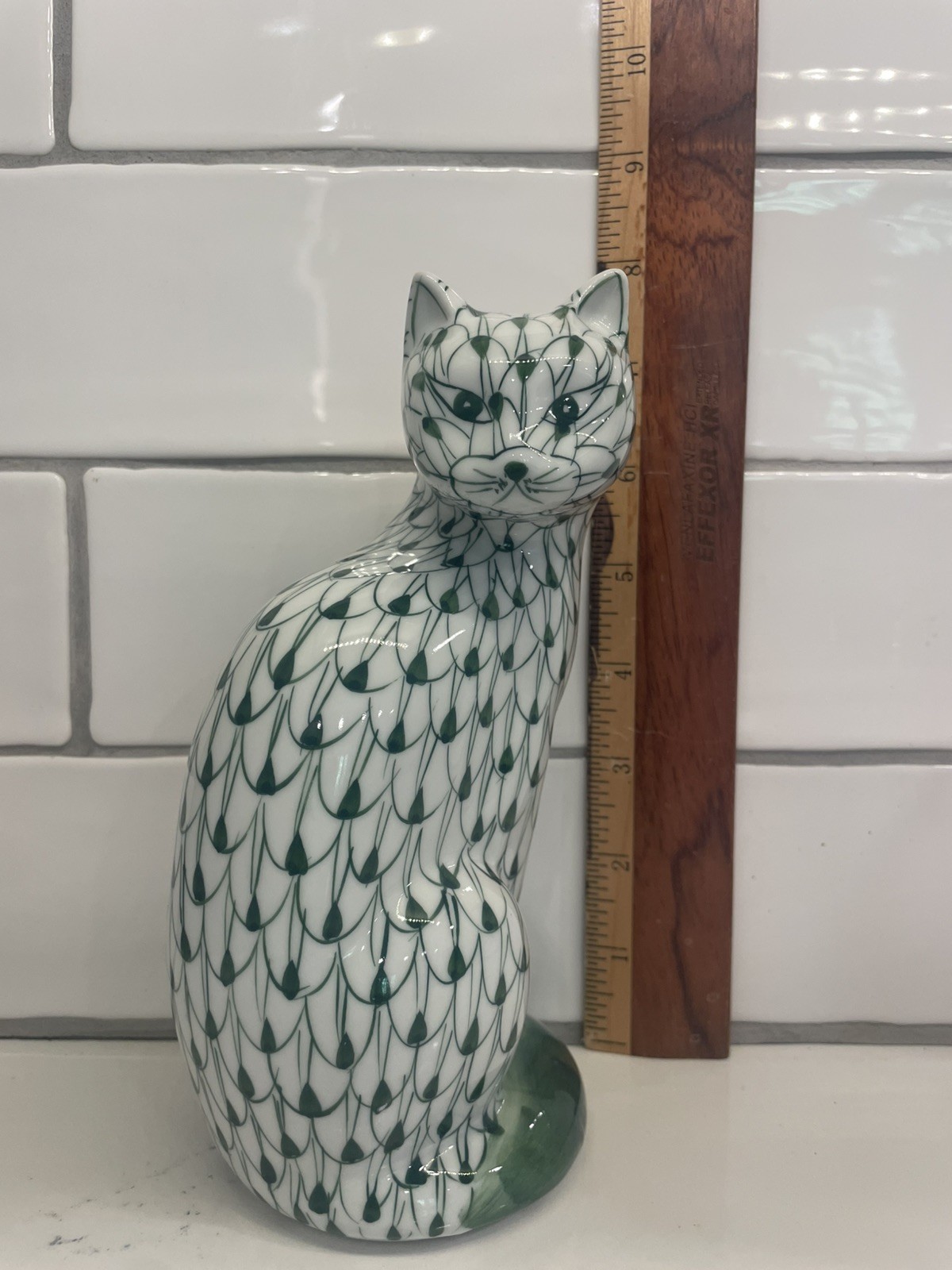 Vintage Andrea by Sadek porcelain hand painted cat figurine 8”