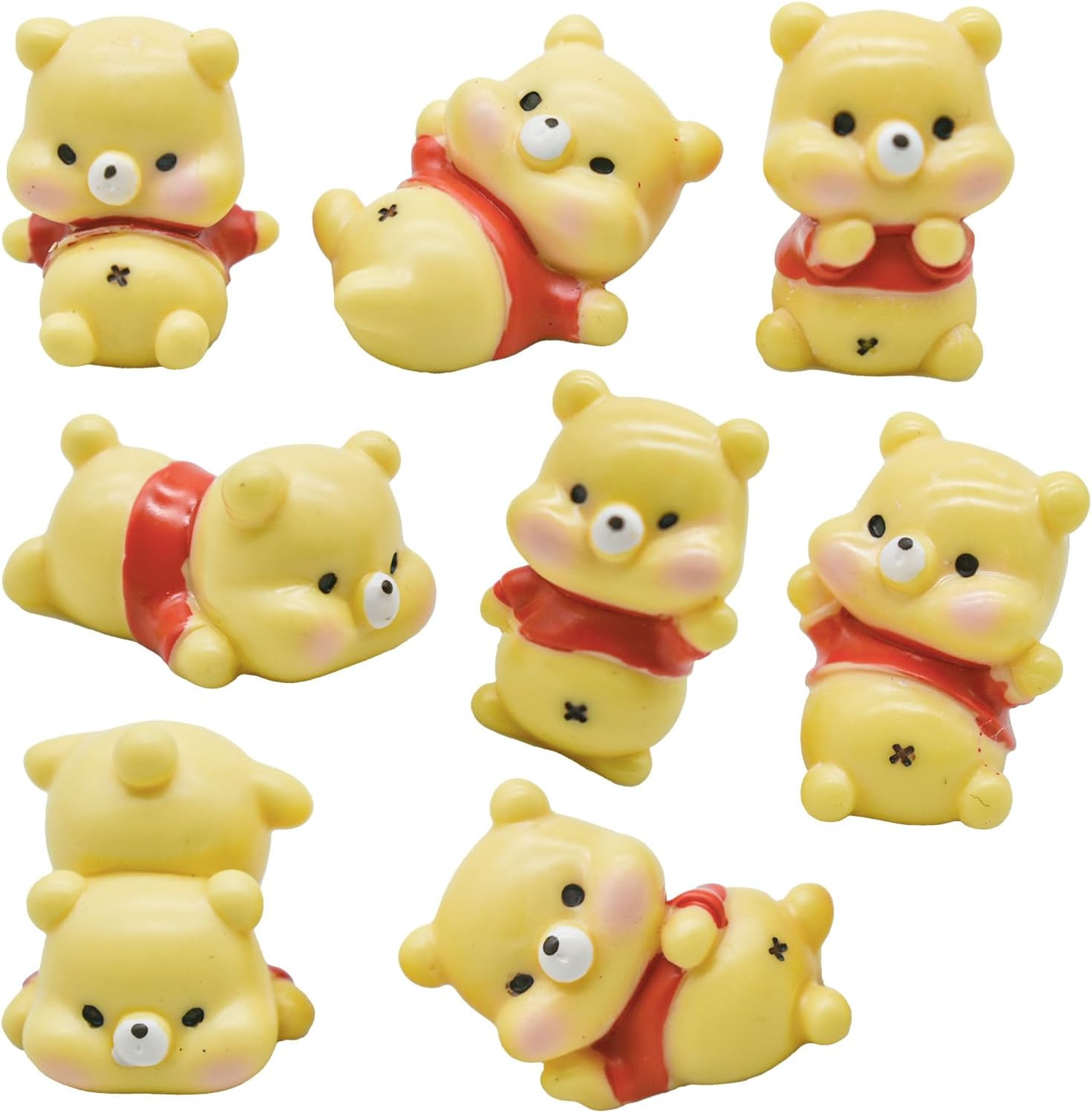 8Pcs Mini Cartoon Bear Figurines 1Inch Miniature Resin Baby Bear Figures Cute