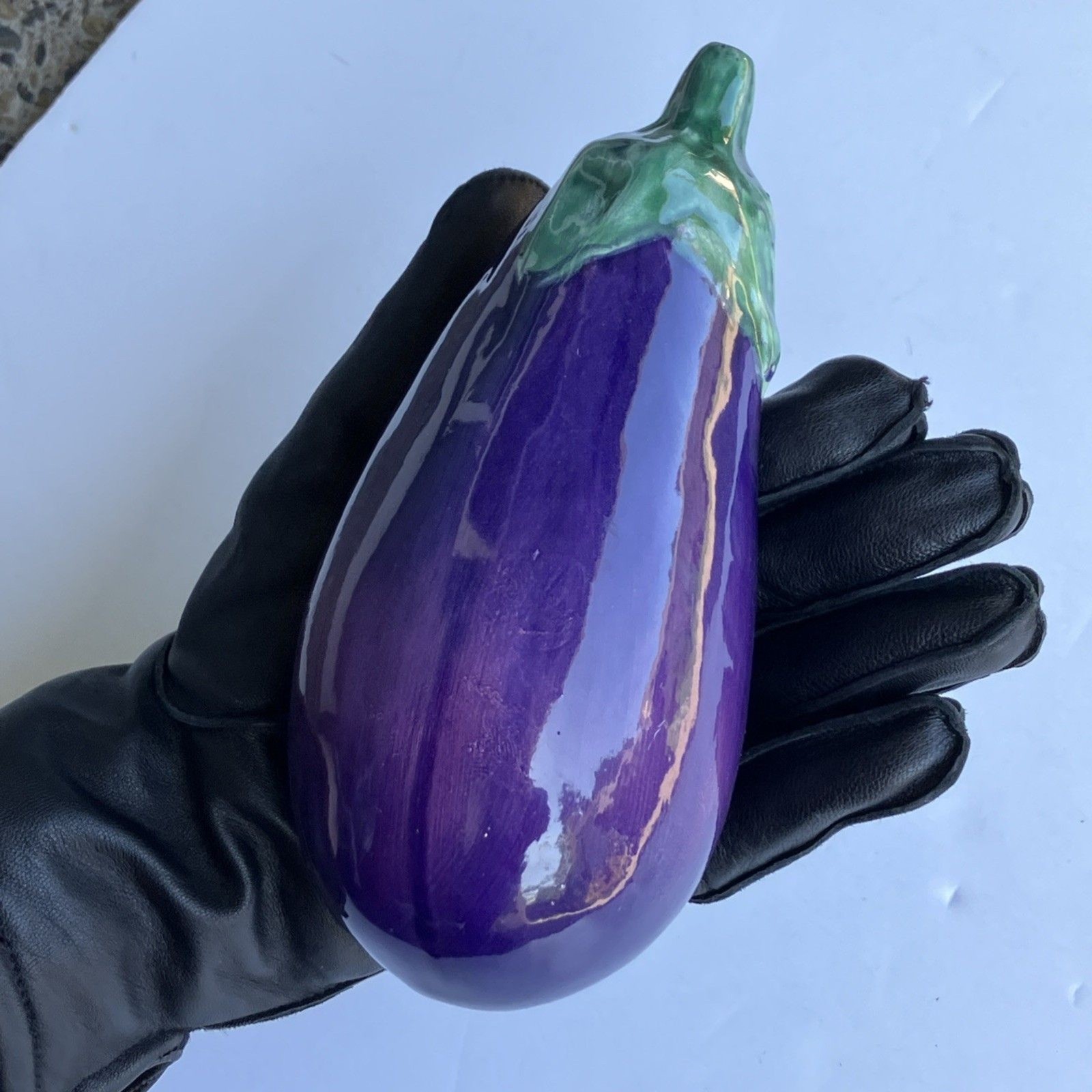 Vintage A Due Tosin Italy Majolica Ceramic Eggplant Art Pottery Vegetable Purple
