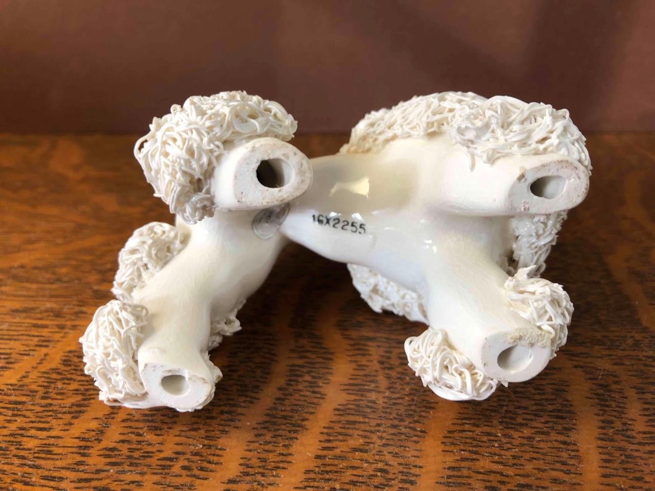 Vintage Napco Pink Gold Buggy Carriage Spaghetti Trim Poodle Dog Sleigh Planter