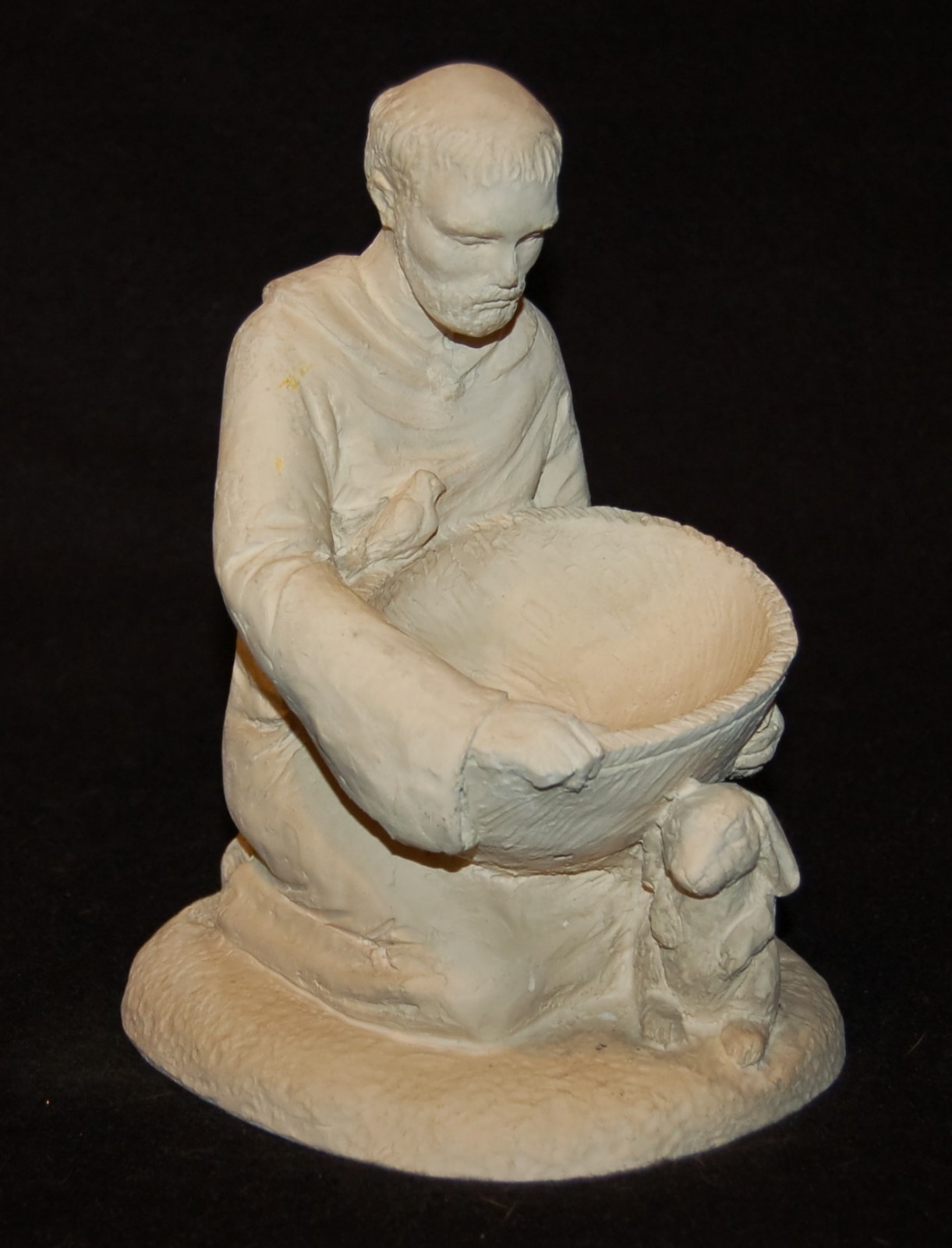 VINTAGE Pottery St. Francis Bird Feeder Made in USA GREAT HOME GARDEN DECOR!