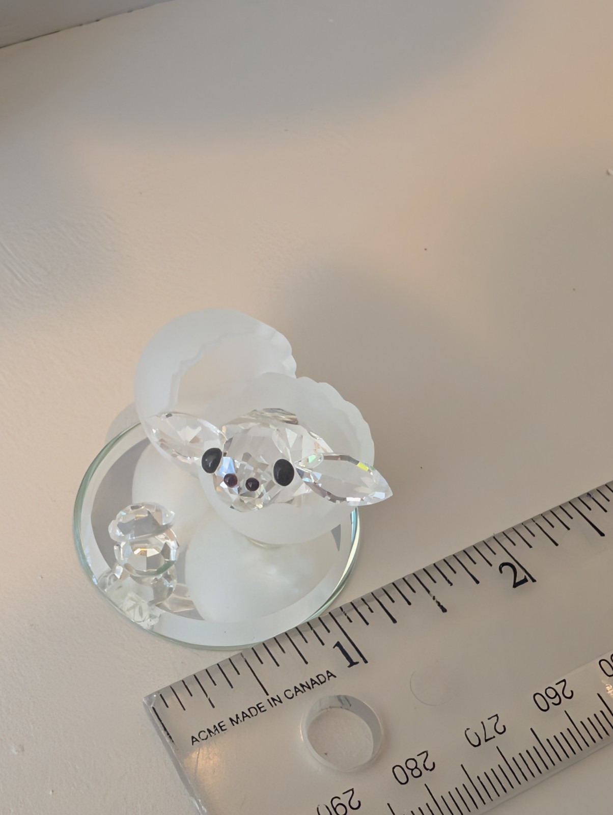 Crystal World Spring Chick In Egg Figurine Mirrored Base Glass Hatching Bird