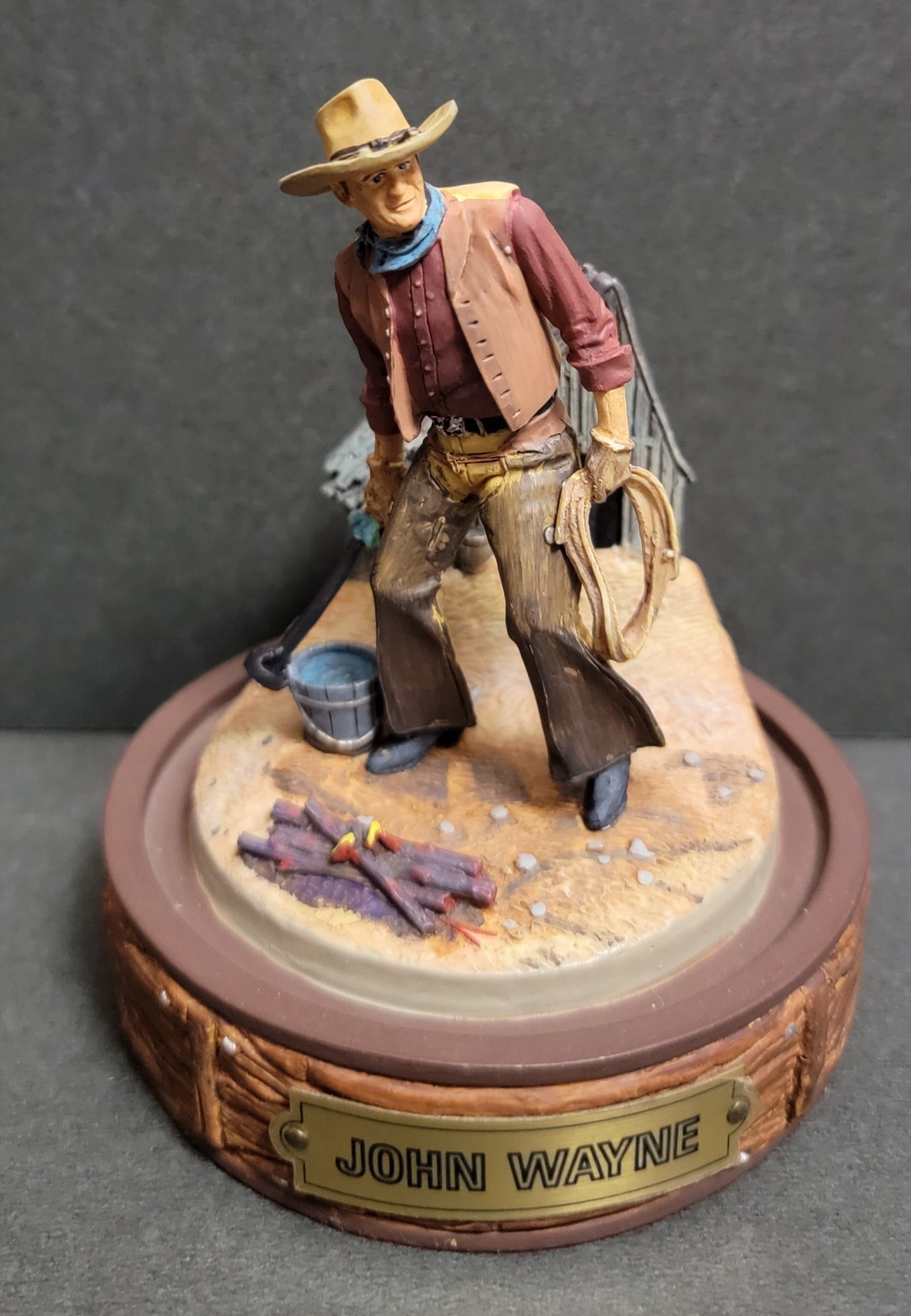 John Wayne Limited Edition Franklin Mint Hand Painted Figure. Branding Iron.