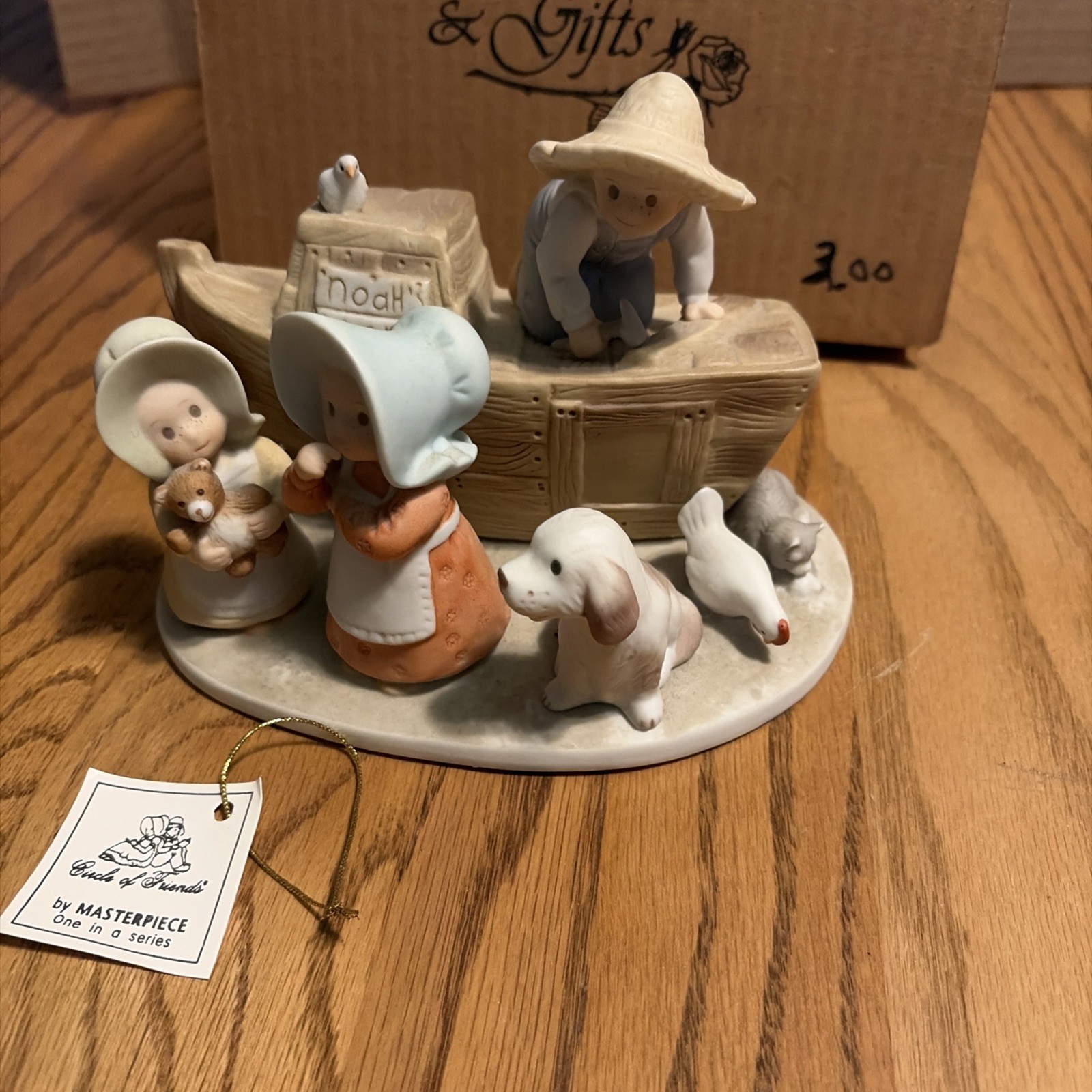 Homco Circle of Friends Vintage 1995 Porcelain Figurine Noah’s Ark With Box.