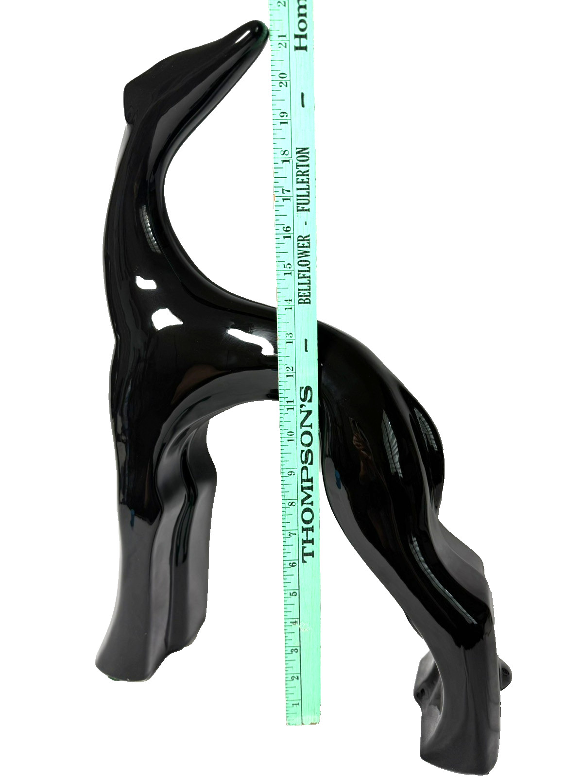 ROYAL HAEGER Whippet Greyhound Dog Figurine Ebony Black Ceramic 21.5” Gorgeous