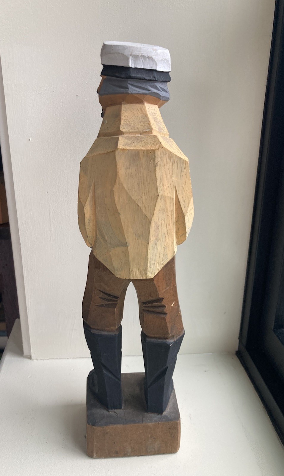 Vintage 12” Fisherman Wood Carved Old Salt Sailor Sea Captain Figure Nautical