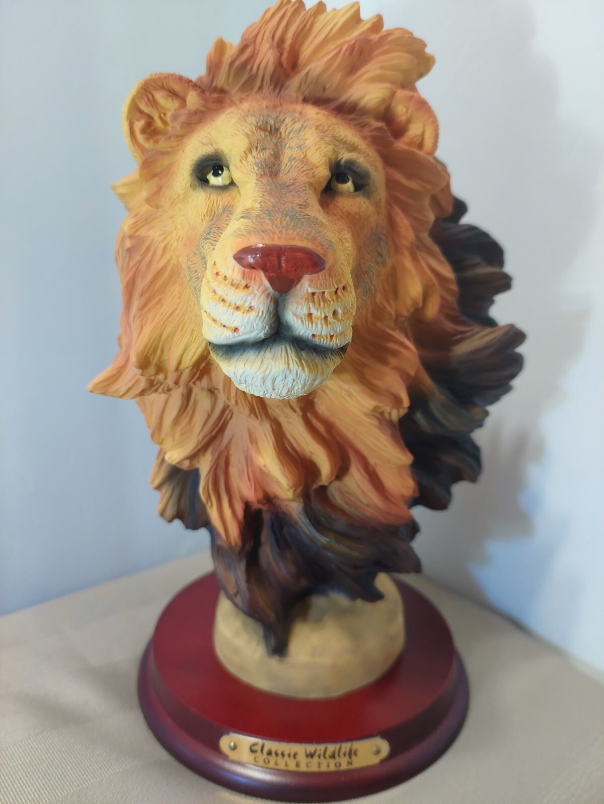 VINTAGE CLASSIC WILDLIFE COLLECTION SAFARI LION HEAD SCULPTURE STATUE NIB 9″