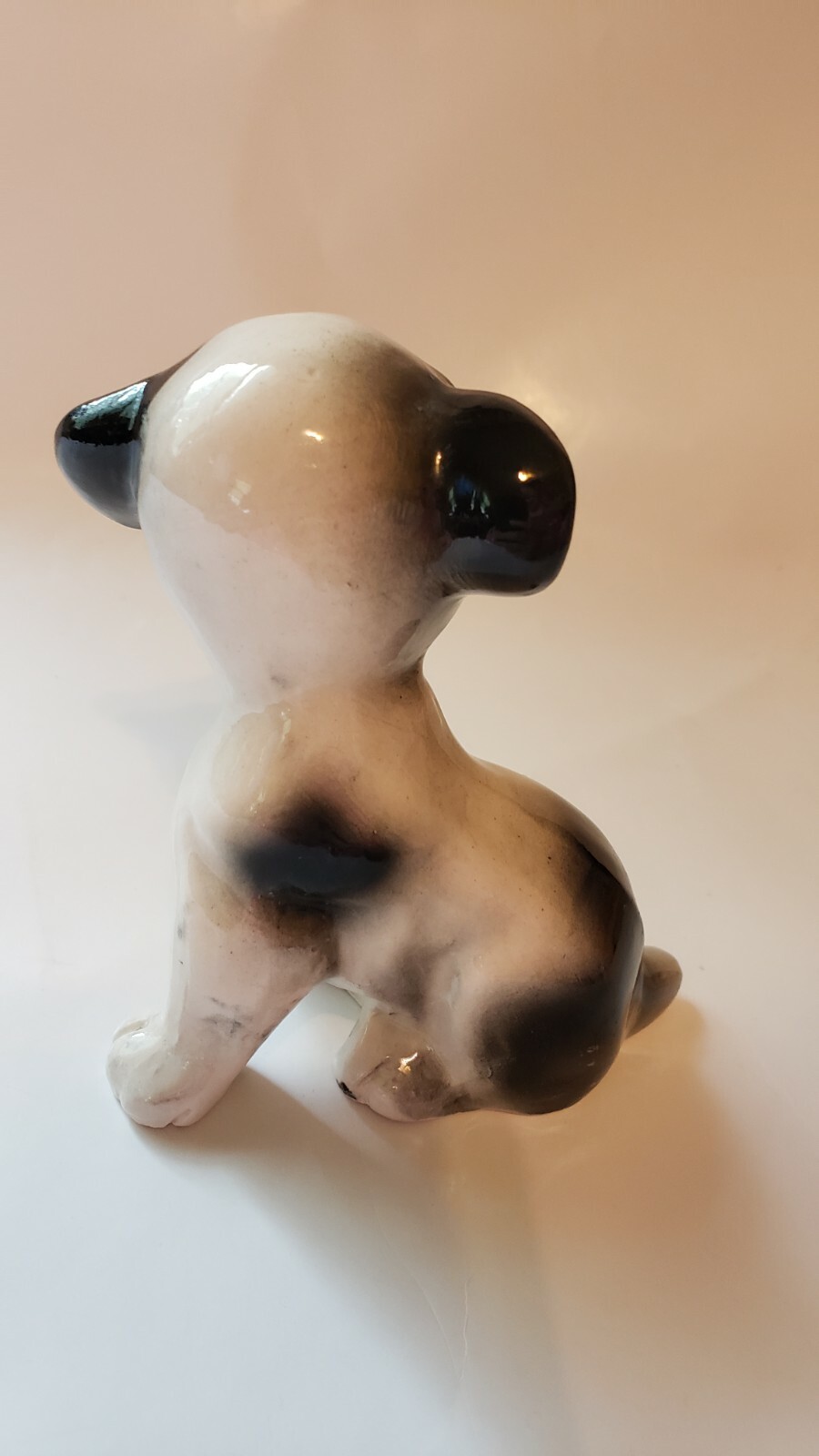 Puppy Dog 4 in Tall Vintage Ceramic Black & White Anthropomorphic Japan 1950s
