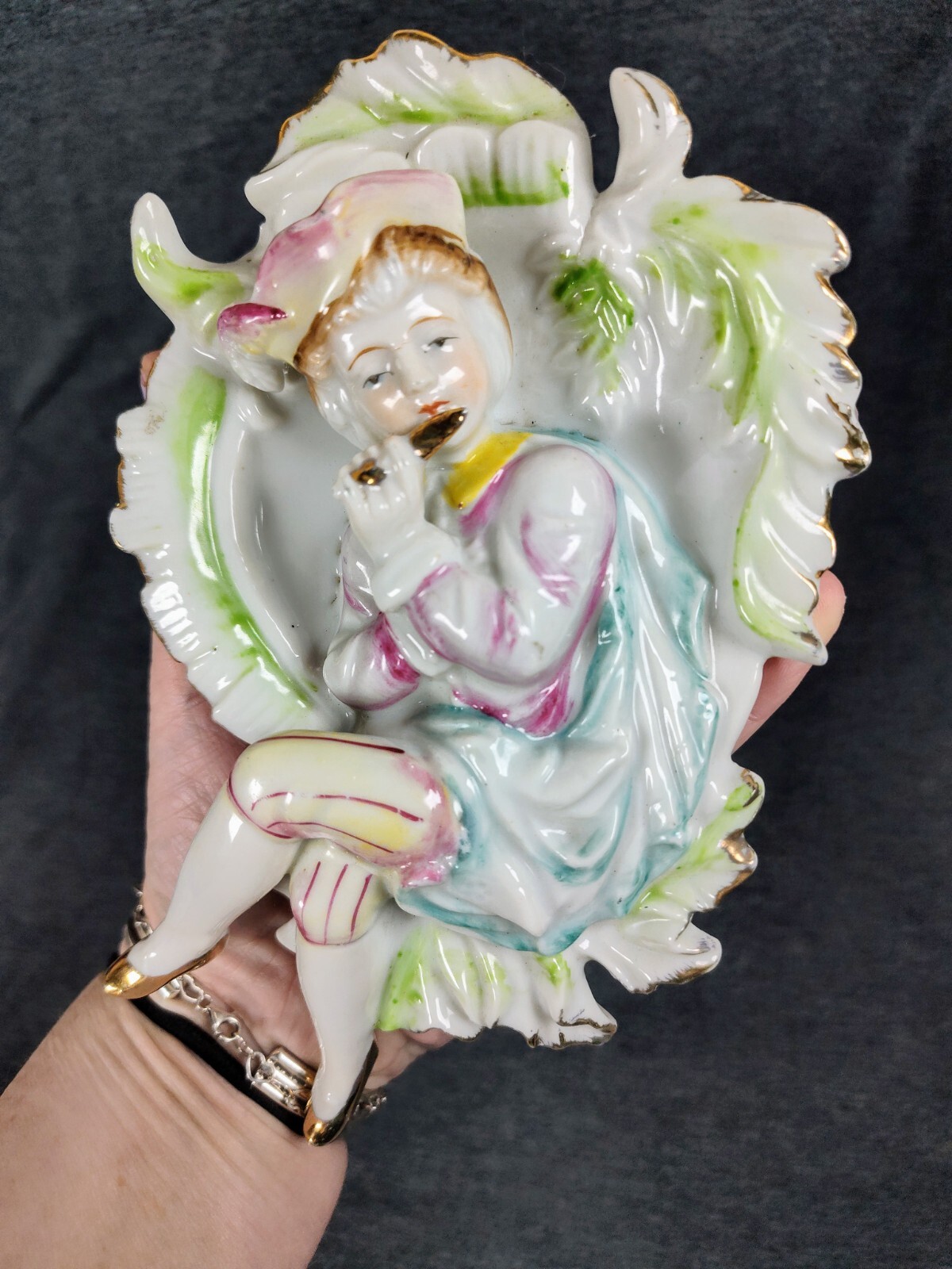 Thames Japan Hand Painted Figurine Wall Hanging Victorian 3D Pastel