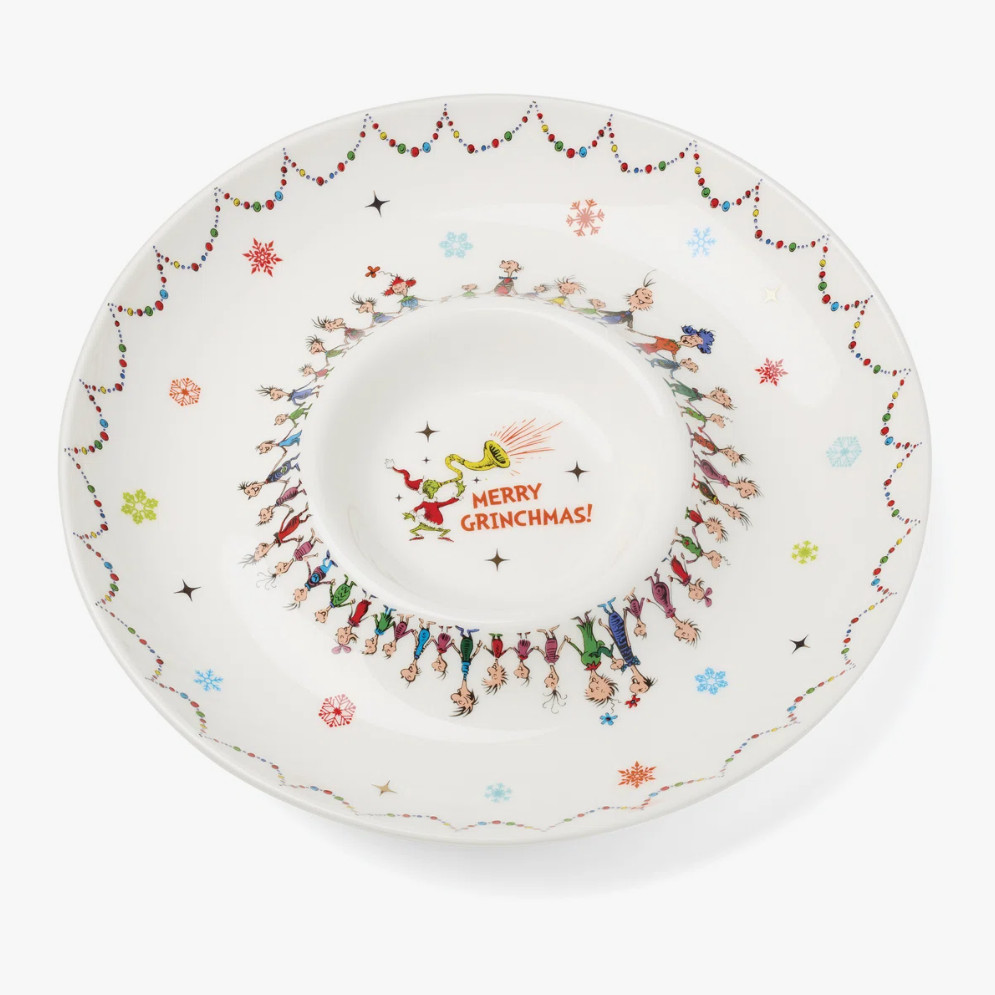 Lenox Merry Grinchmas Chip Dip Bowl Dr Seuss Christmas Holiday Serveware NEW